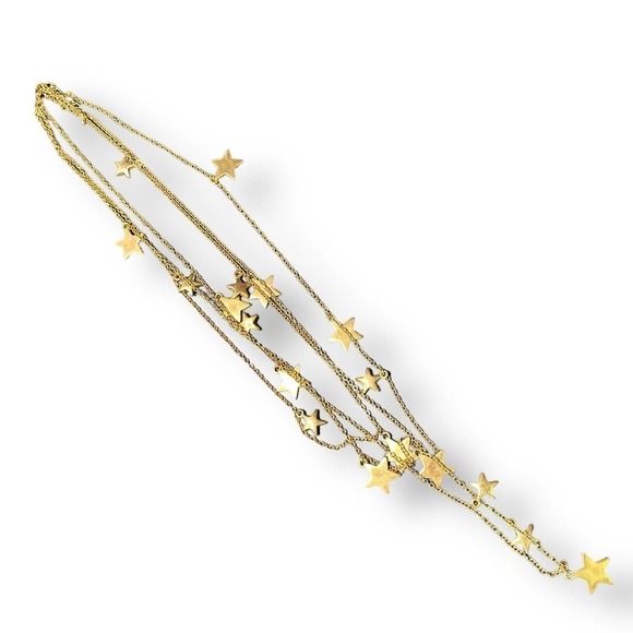 Multi Layered Dangle Star Charm Necklace Gold Tone by Coco and Lolly - Picture 9 of 9